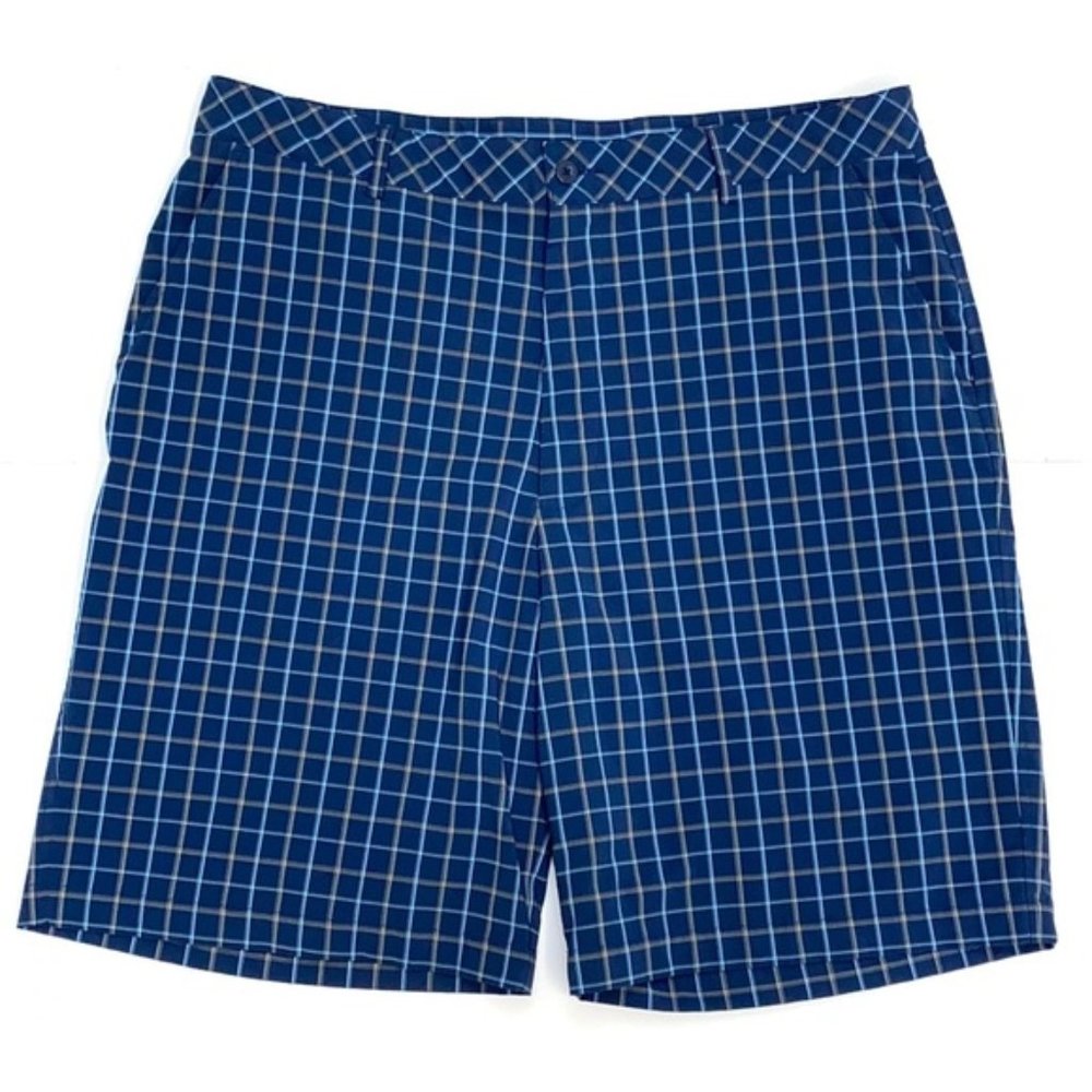 Bolle Tech Men’s Blue Plaid Flat Front Golf Shorts